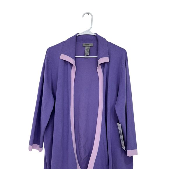 Designers Originals Women Purple Open Front Cardigan Size XL Soft/Strech Fabric - Picture 2 of 11